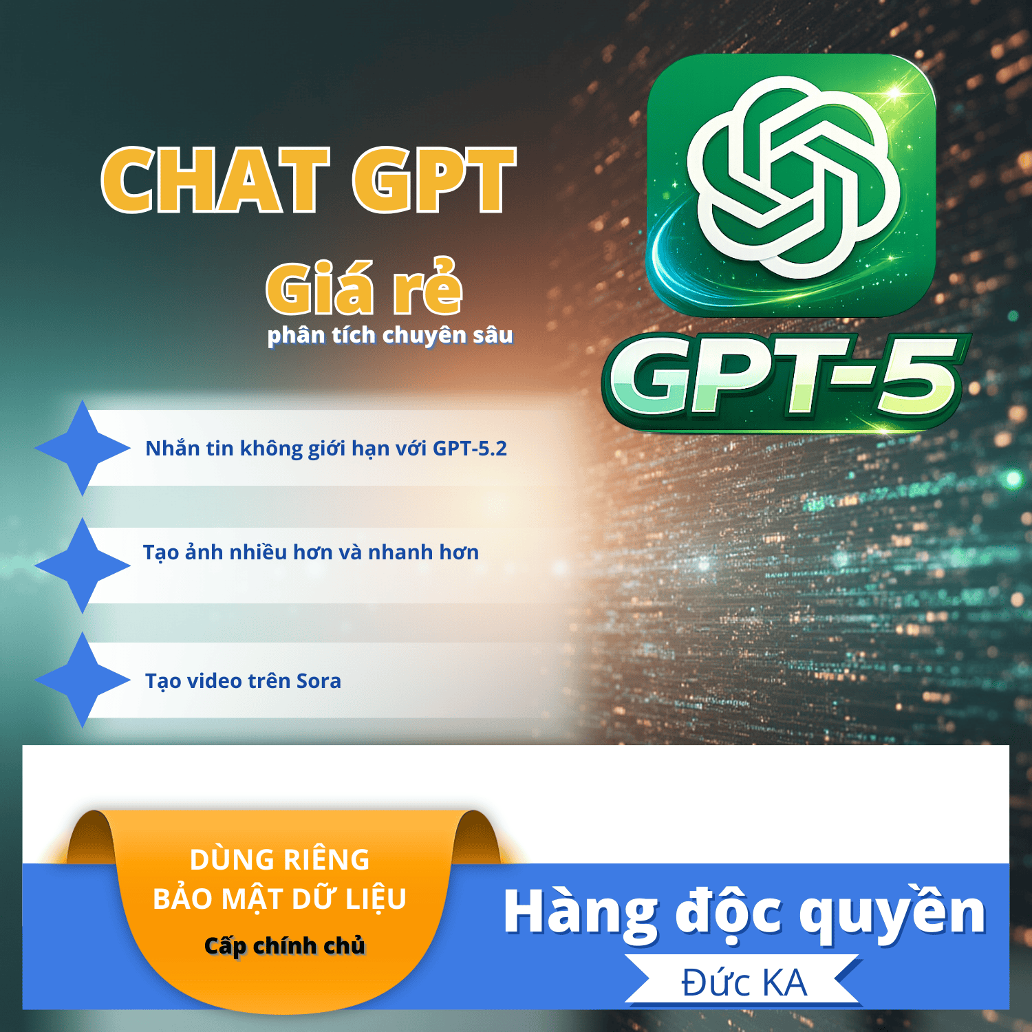 ChatGPT Giá rẻ – Dùng Riêng, Bảo Mật Cao, Hỗ Trợ Dữ Liệu Cũ